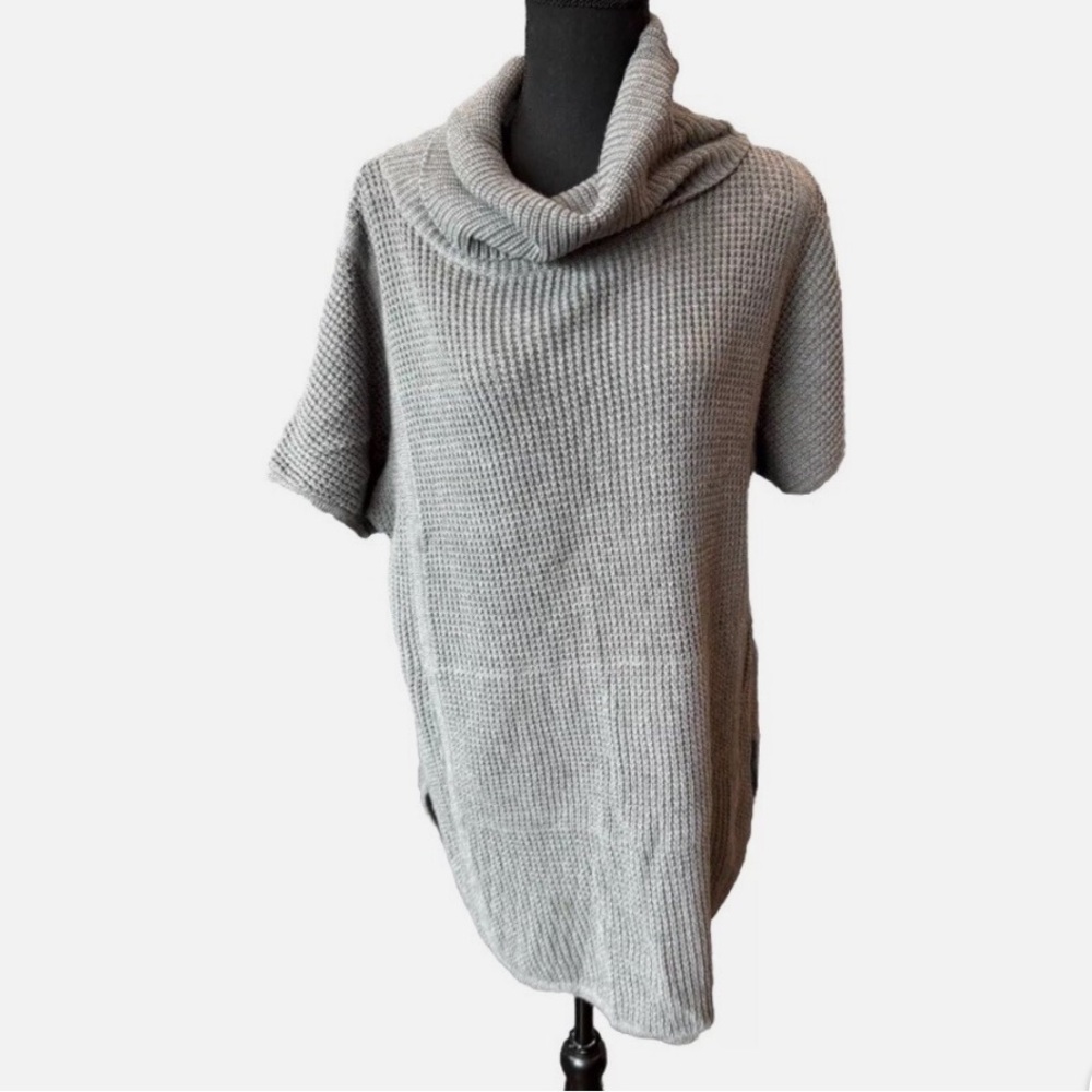 UGG Womens Shelby Tunic Crowl Turtleneck Grey Cotton Short Sleeve Pockets SZ: S